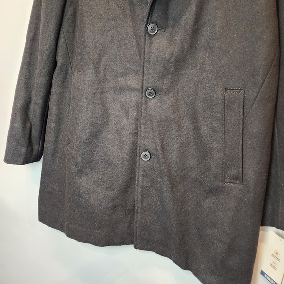 Dockers Men's Black Jacket Henry Wool Blend Top Coat Zipper Button Warm XL - Picture 5 of 13